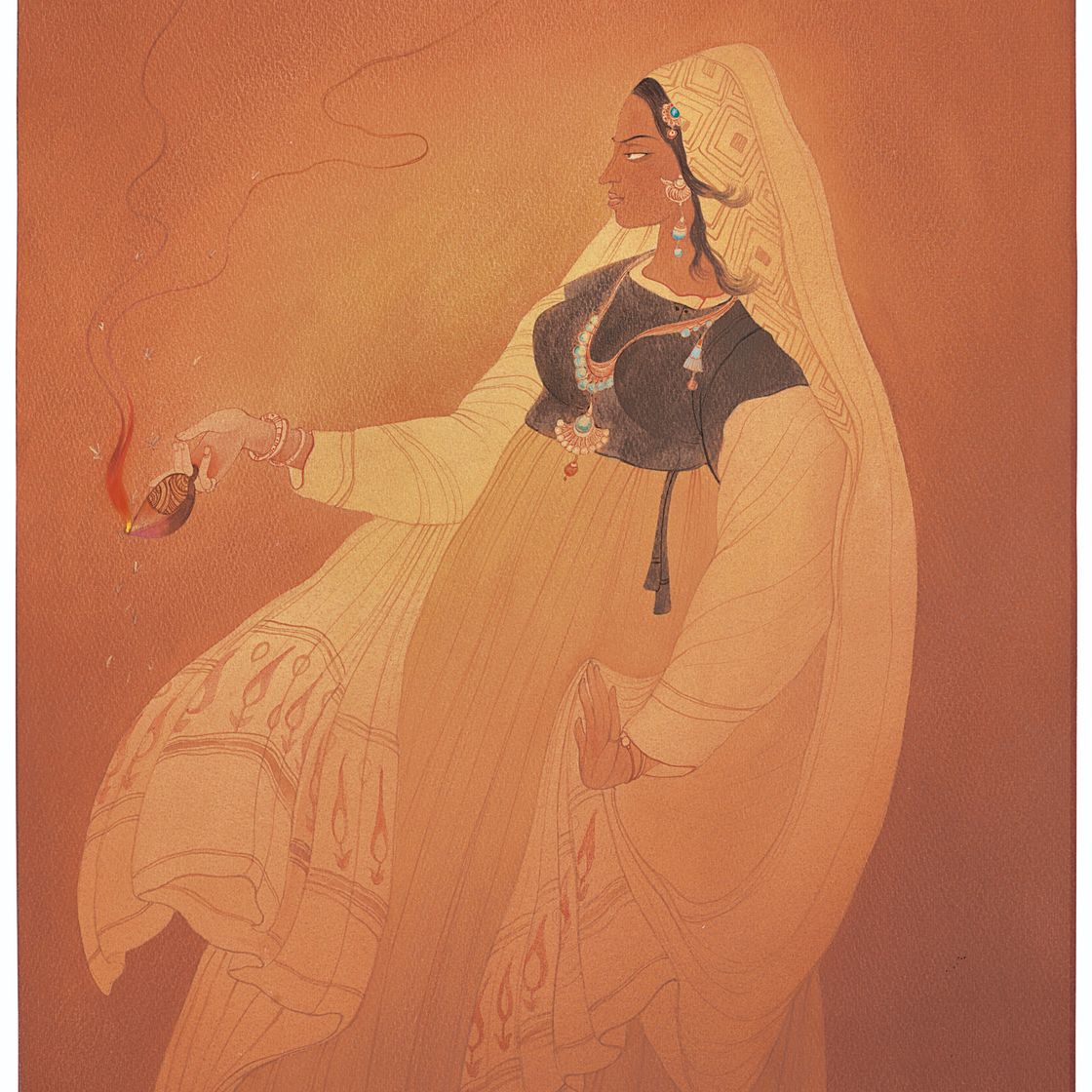 Abdur Rahman Chughtai — Без названия (Мотыльки, летящие на пламя)
