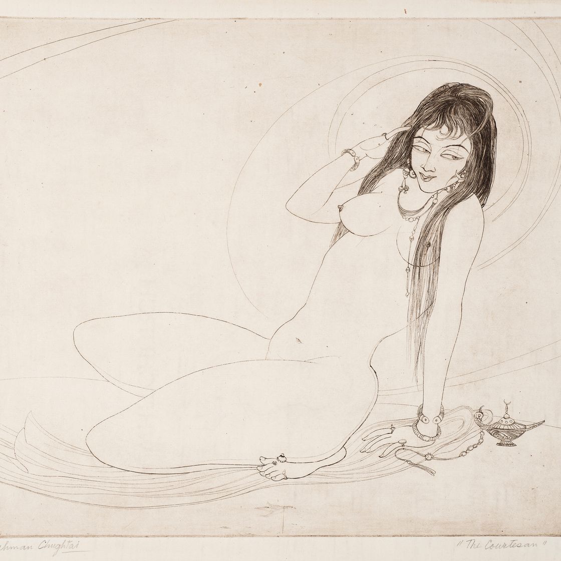 Abdur Rahman Chughtai — Куртизанка; Перед занавесом, изображение 2