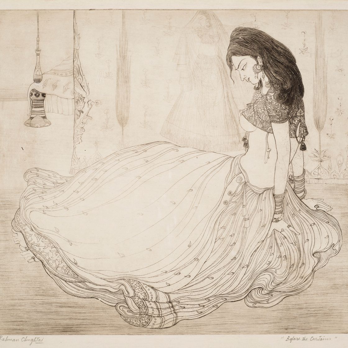 Abdur Rahman Chughtai — Куртизанка; Перед занавесом, изображение 3