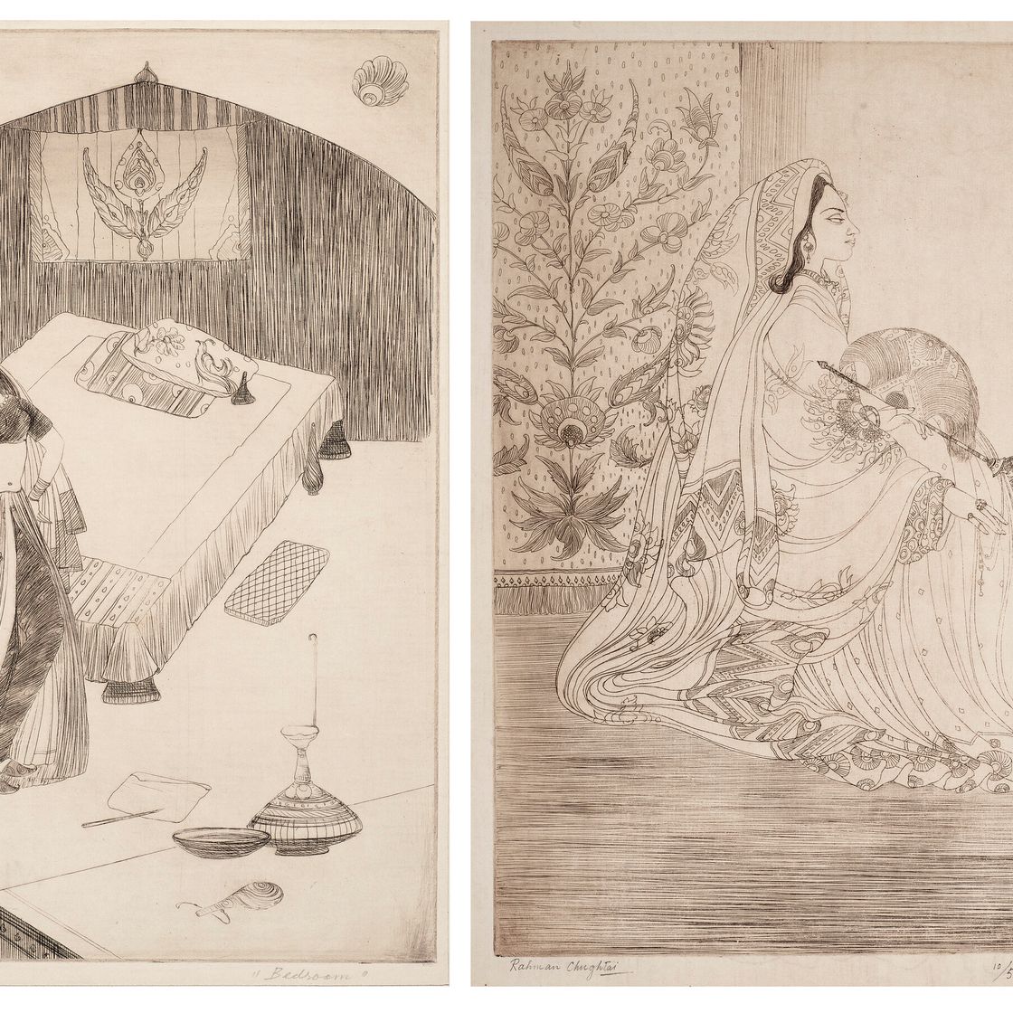 Abdur Rahman Chughtai — Спальня; Прялка, изображение 1