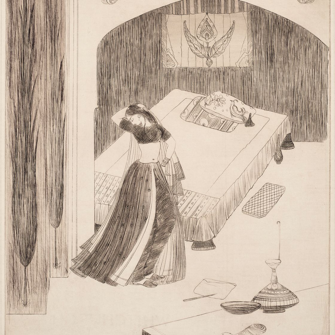 Abdur Rahman Chughtai — Спальня; Прялка, изображение 2