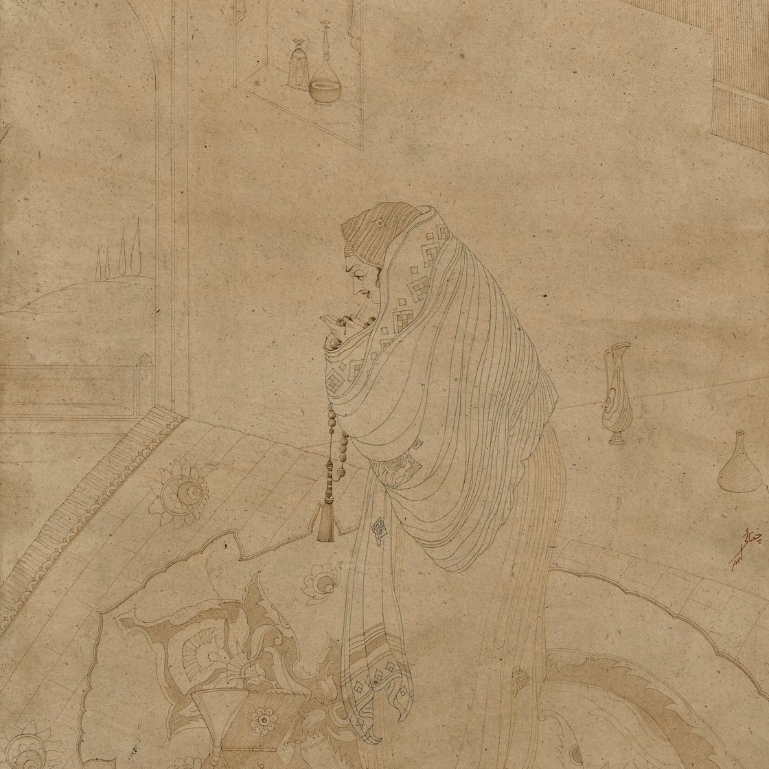 Abdur Rahman Chughtai — Без названия (Молящаяся женщина)