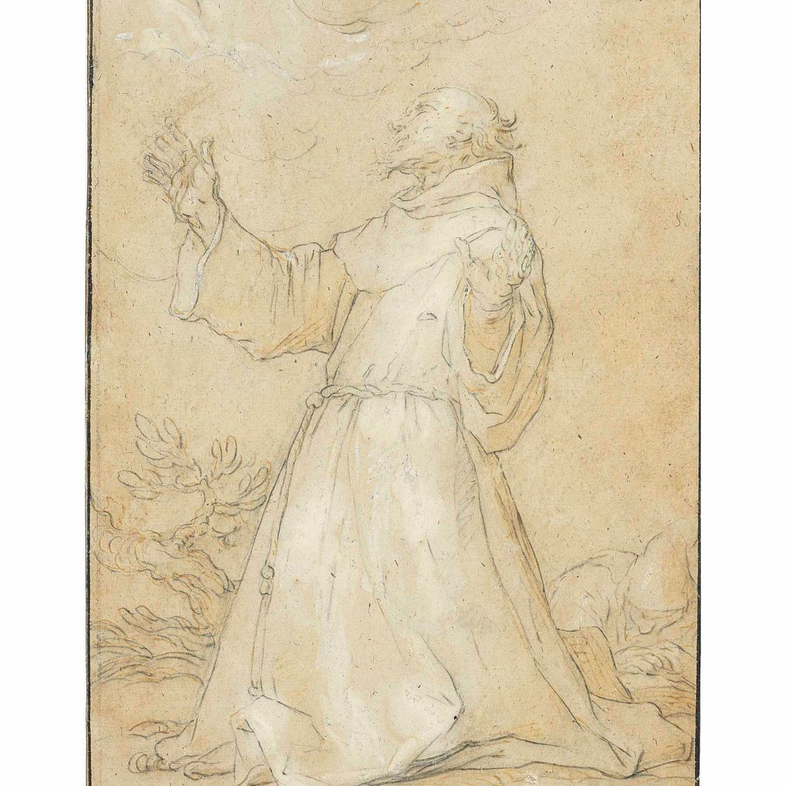 Abraham Bloemaert — Святой Франциск Ассизский, принимающий стигматы, брат-францисканец справа от него