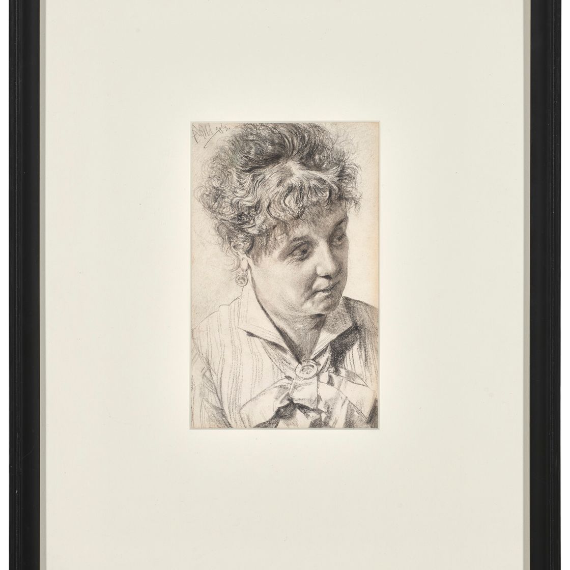 Adolph von Menzel — Портрет женщины, смотрящей вниз направо, изображение 2