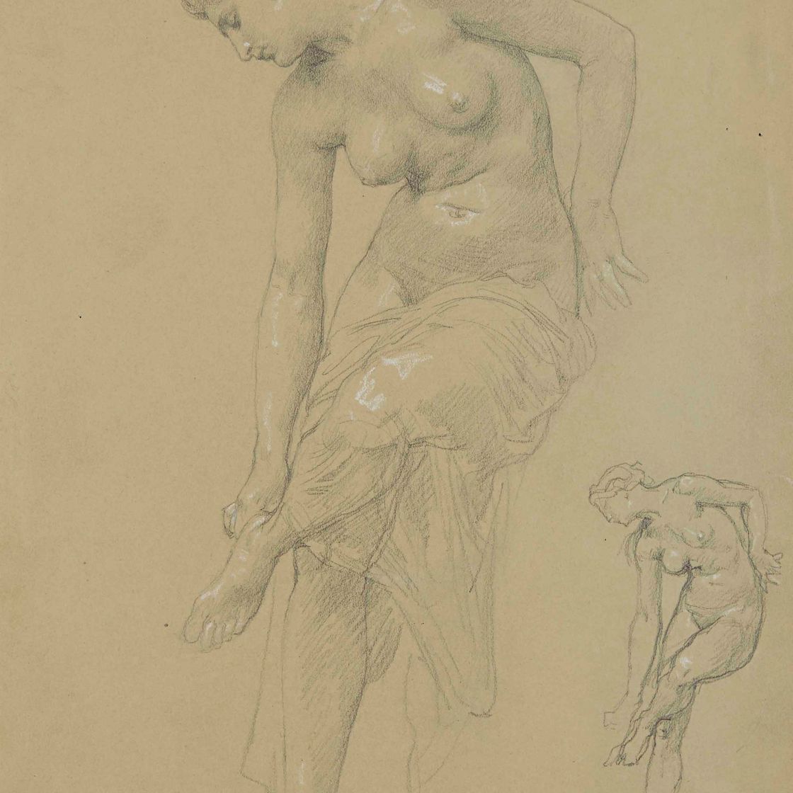 Adolphe William Bouguereau — Молодая женщина, сын арендатора, тэлон Гош, всего лишь повторение эскиза фигуры.