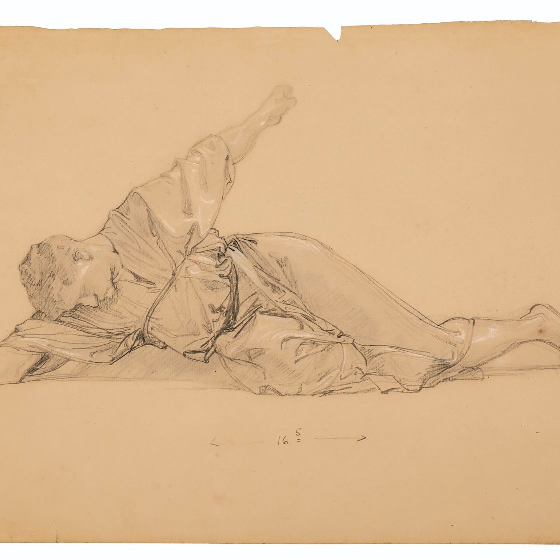 Adolphe William Bouguereau — Этюд лежащего человека с раскинутыми руками