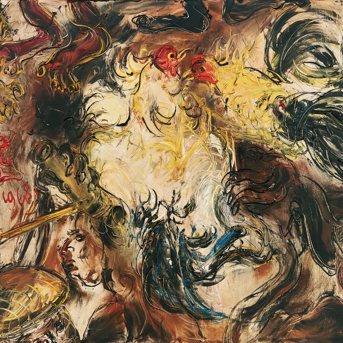 Affandi — Петушиный бой, изображение 1