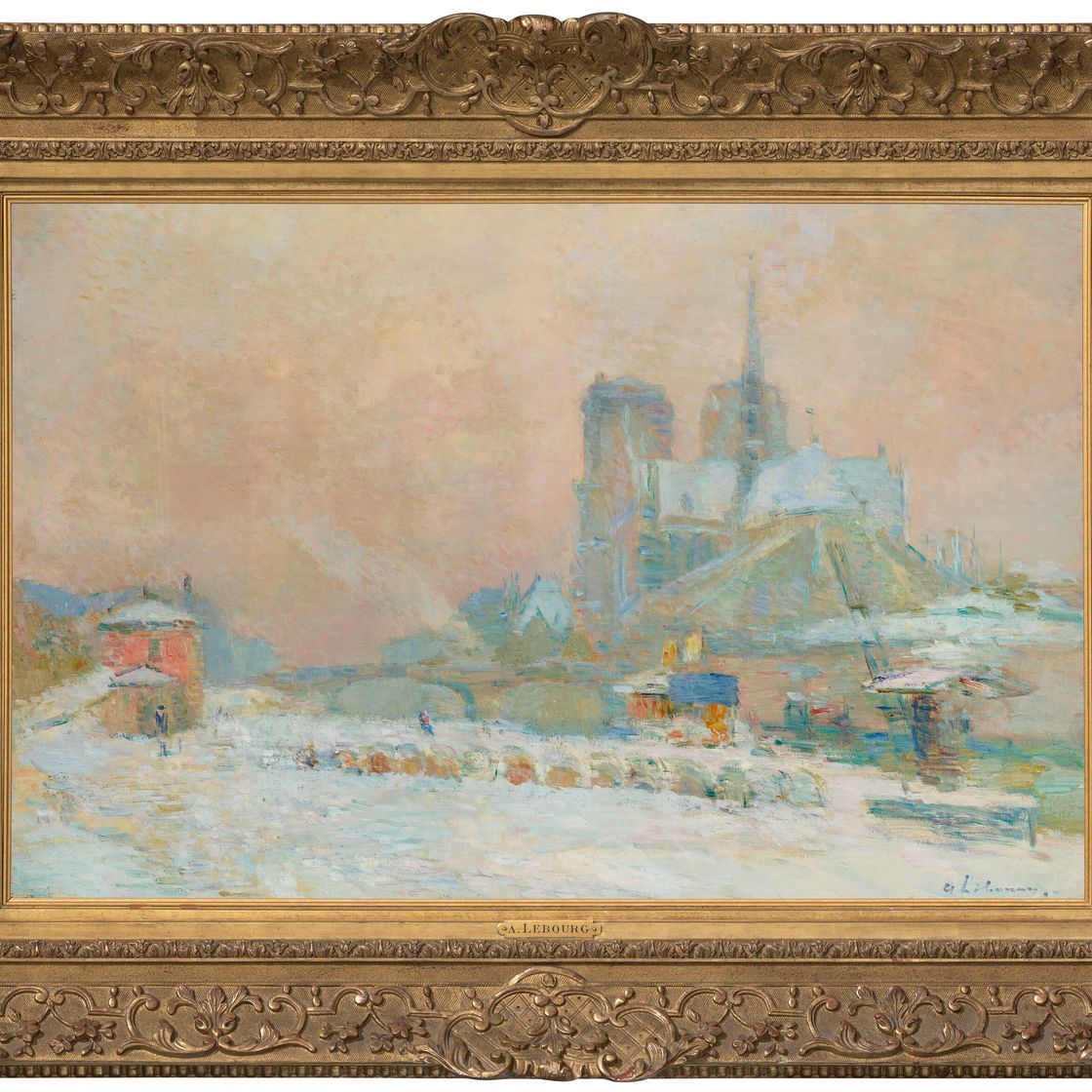 Albert Lebourg — Собор Парижской Богоматери, улица на набережной Турнель, эффект ночи, изображение 3