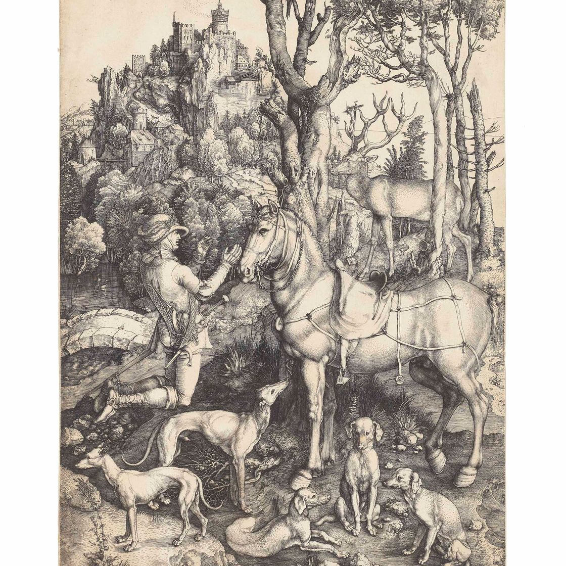 Albrecht Dürer — Святой Евстафий (B. 57; M., Зал. 60; S.M.S. 32)