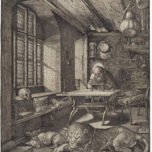 Albrecht Dürer — Святой Иероним в своем кабинете (Б. 60; М., Холл. 59; С.М.С. 70)