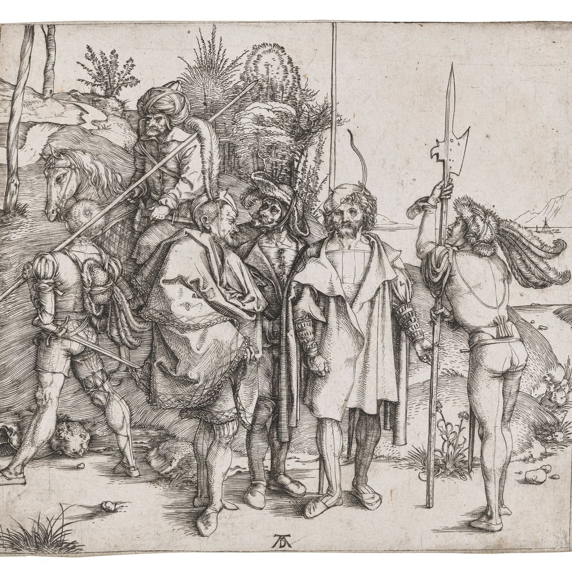 Albrecht Dürer — Пятеро солдат и турок верхом на лошади