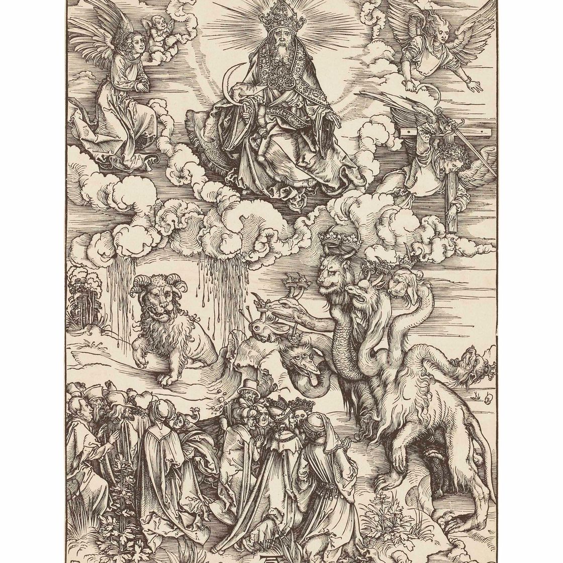Albrecht Dürer — Зверь с двумя рогами, как у Агнца, из Апокалипсиса (Б. 74; М., гл. 175; С.М.С. 123)