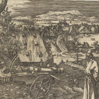 Albrecht Dürer — Пейзаж с пушкой (Б. 99; М., Зал. 96; С.М.С. 85)