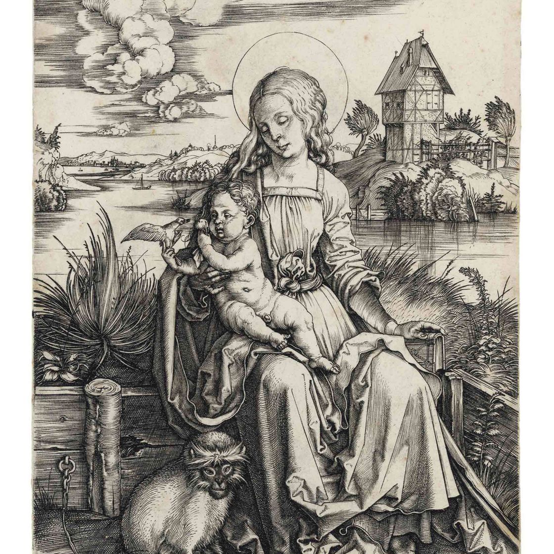 Albrecht Dürer — Богородица с младенцем и обезьяной (ч. 42; М., Зал. 30; С.М.С. 20)