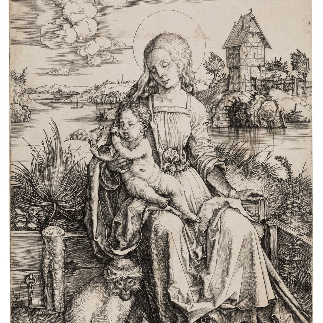 Albrecht Dürer — Богородица с младенцем и обезьяной