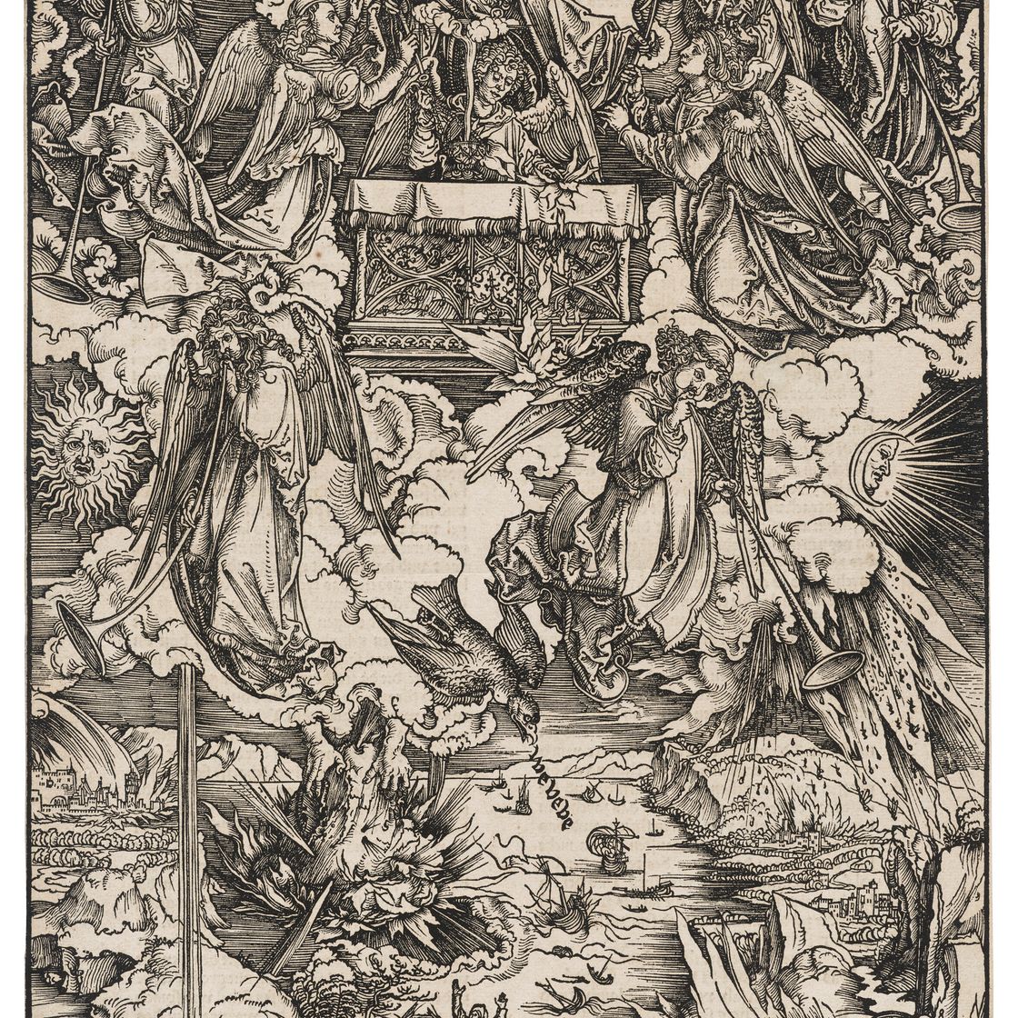 Albrecht Dürer — Семь Ангелов с трубами, из "Апокалипсиса", изображение 1