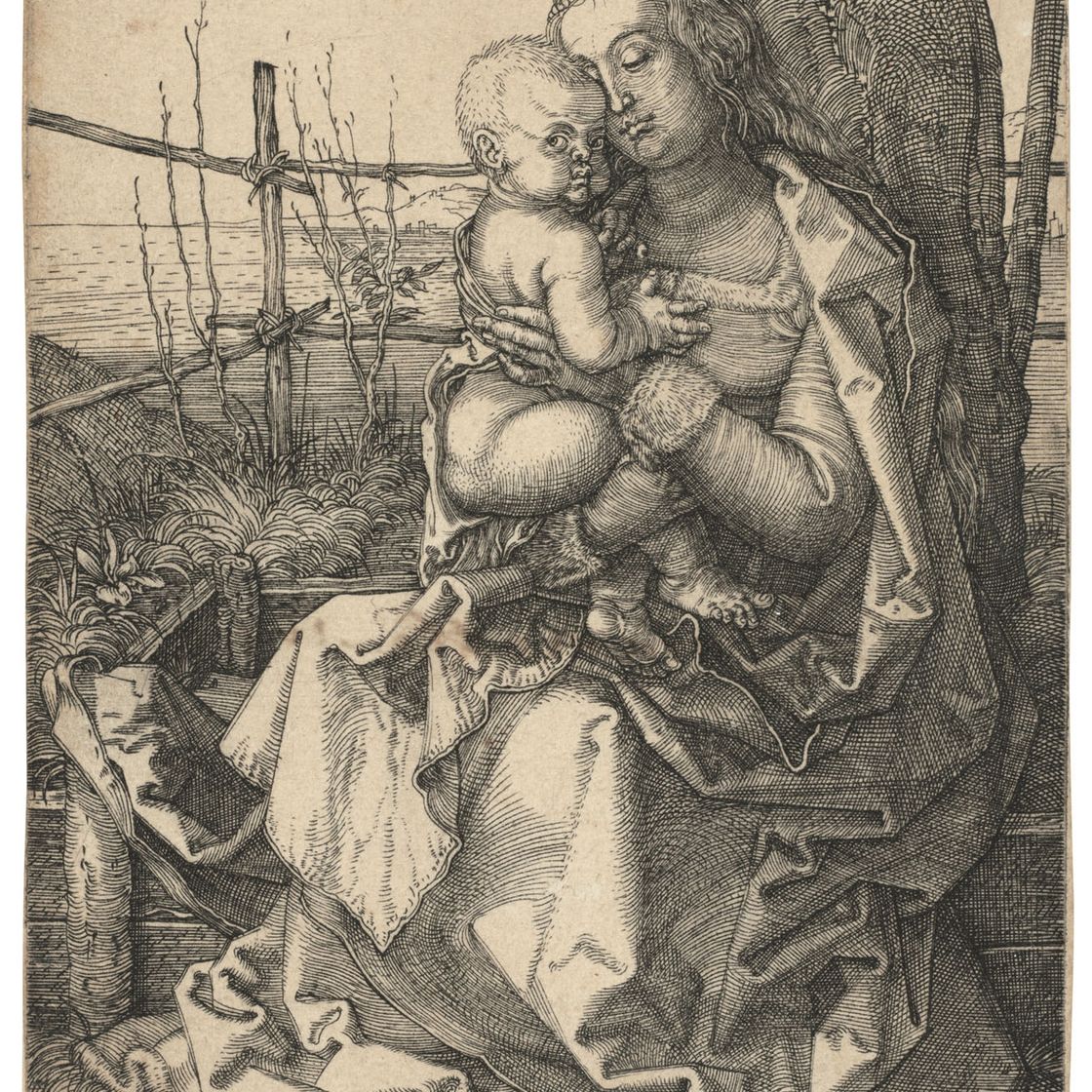 Albrecht Dürer — Богородица с Младенцем, сидящие у дерева