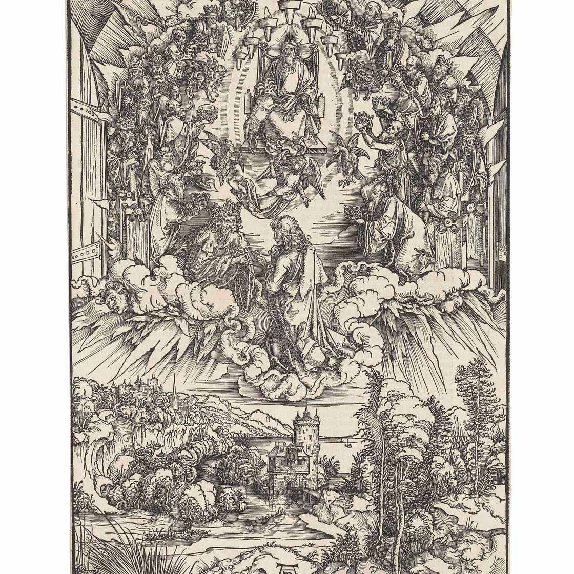 Albrecht Dürer — Святой Иоанн перед Богом и Старейшинами, из Апокалипсиса (Б. 63; М., гл. 166; С.М.С. 114)