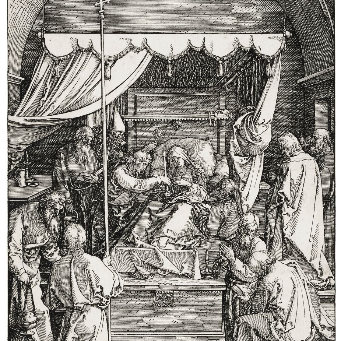 Albrecht Dürer — Смерть Пресвятой Девы, из книги "Жизнь Пресвятой Девы"