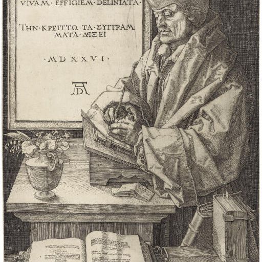 Albrecht Dürer — Эразм Роттердамский (Б. 107; М., Зал. 105; С.М.С. 102)