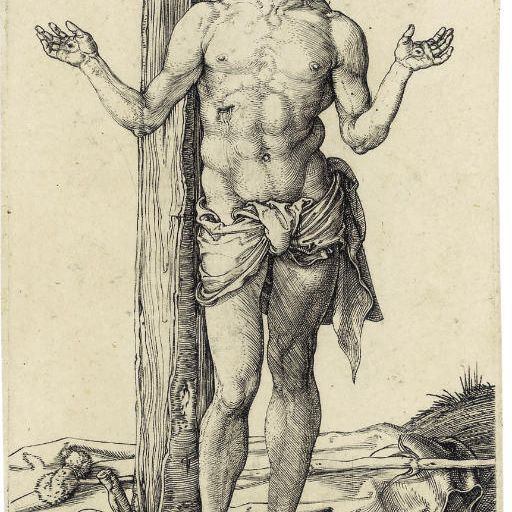Albrecht Dürer — Скорбящий человек с распростертыми руками (Б., М., Холл 20; С.М.С. 26)