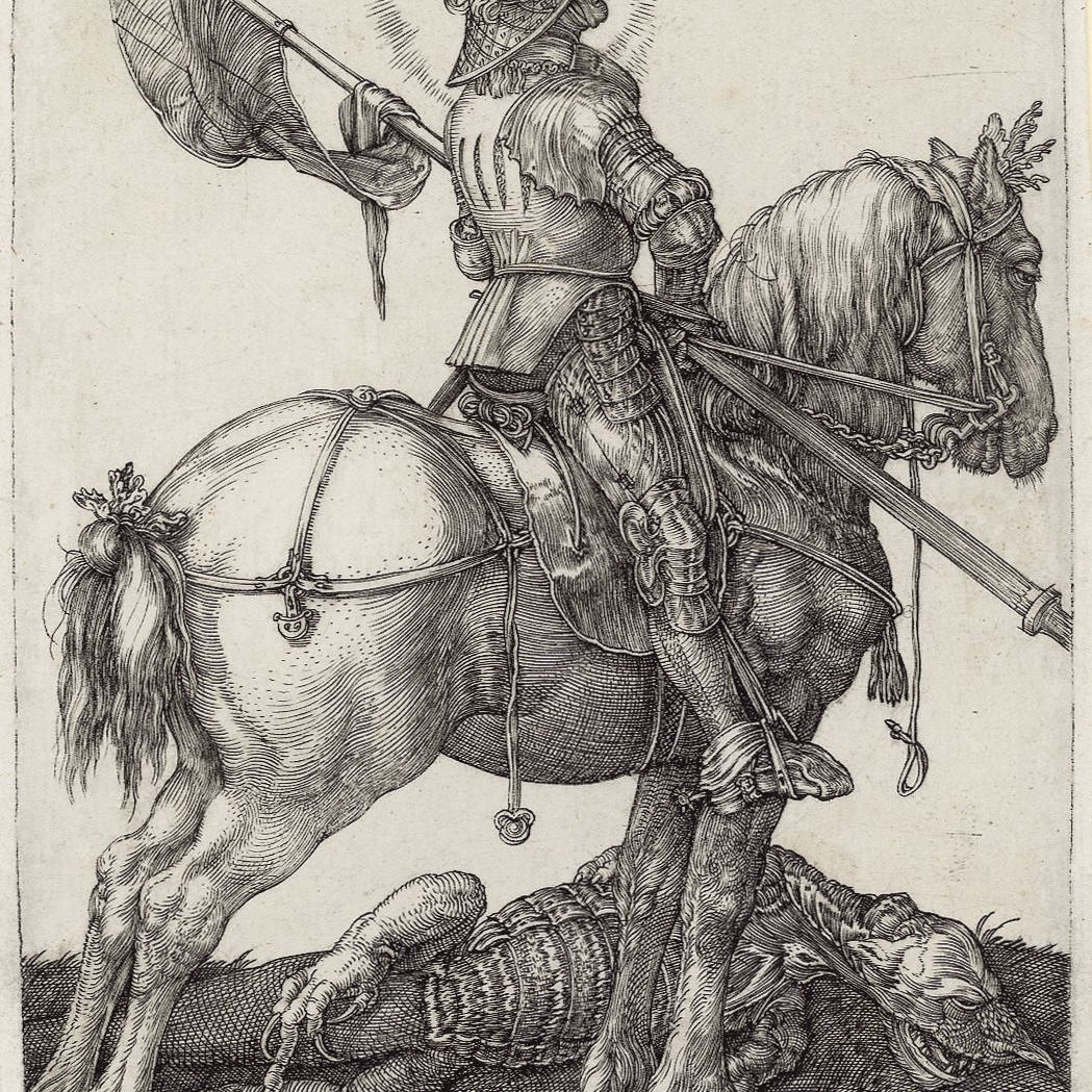 Albrecht Dürer — Святой Георгий Победоносец на коне (Б. 54; М., Зал. 56; С.М.С. 41)