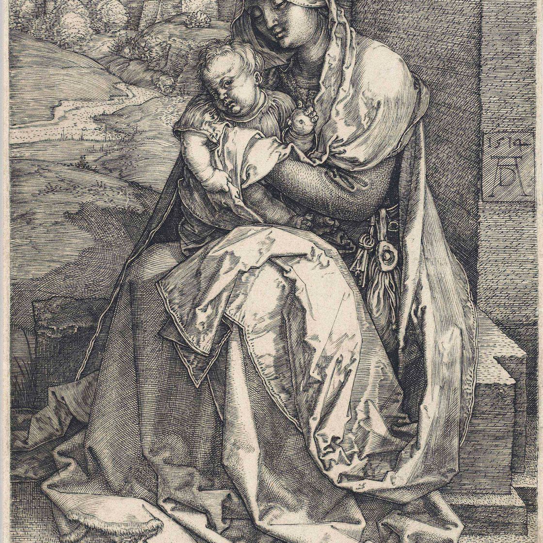 Albrecht Dürer — Богородица с младенцем у стены (Б. 40; М., Холл. 36; С.М.С. 73)