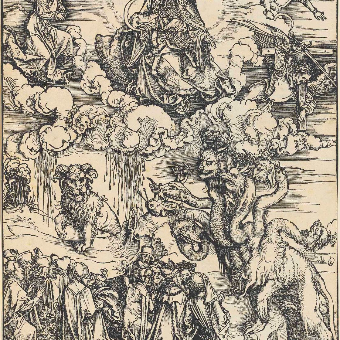 Albrecht Dürer — Зверь с двумя рогами, как у Агнца, из Апокалипсиса