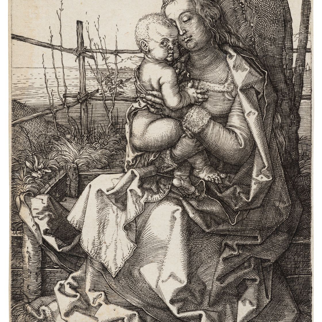 Albrecht Dürer — Богородица с Младенцем, сидящие у дерева