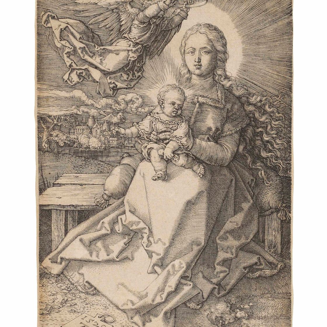 Albrecht Dürer — Богородица с Младенцем, увенчанные одним Ангелом (Б. 37; М., Зал. 41; С.М.С. 92)
