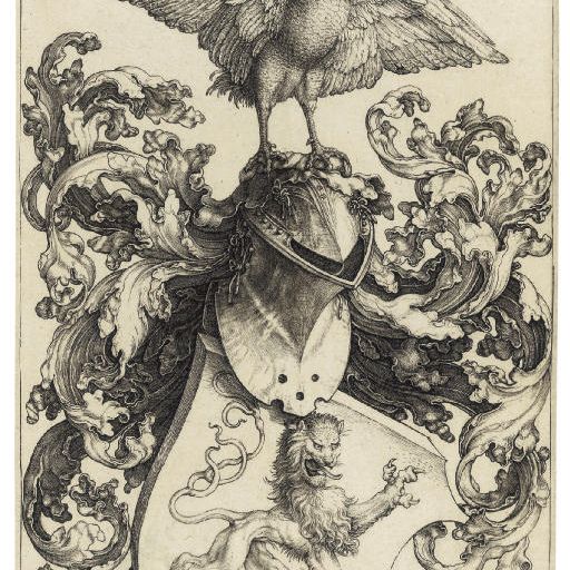 Albrecht Dürer — Герб со Львом и Петухом (Б. 100; М., Зал. 97; С.М.С. 35)