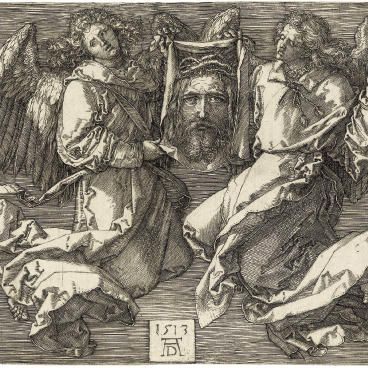 Albrecht Dürer — Сударий, удерживаемый двумя Ангелами (Б. 25; М., Холл, 26; С.М.С. 68)