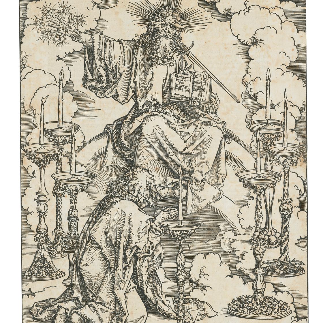 Albrecht Dürer — Видение о семи подсвечниках, из книги "Апокалипсис", изображение 1