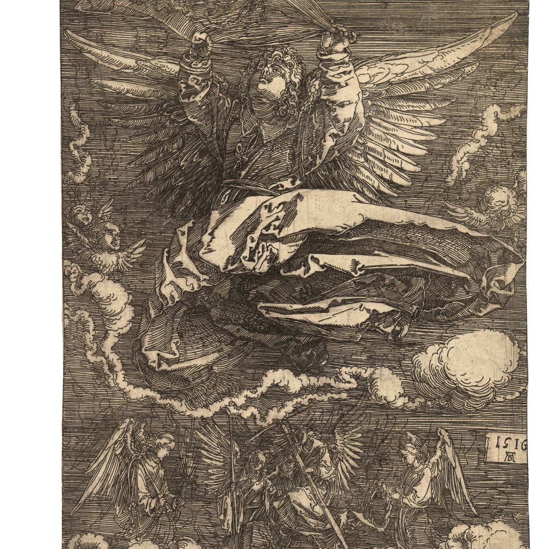 Albrecht Dürer — Сударий, удерживаемый одним Ангелом