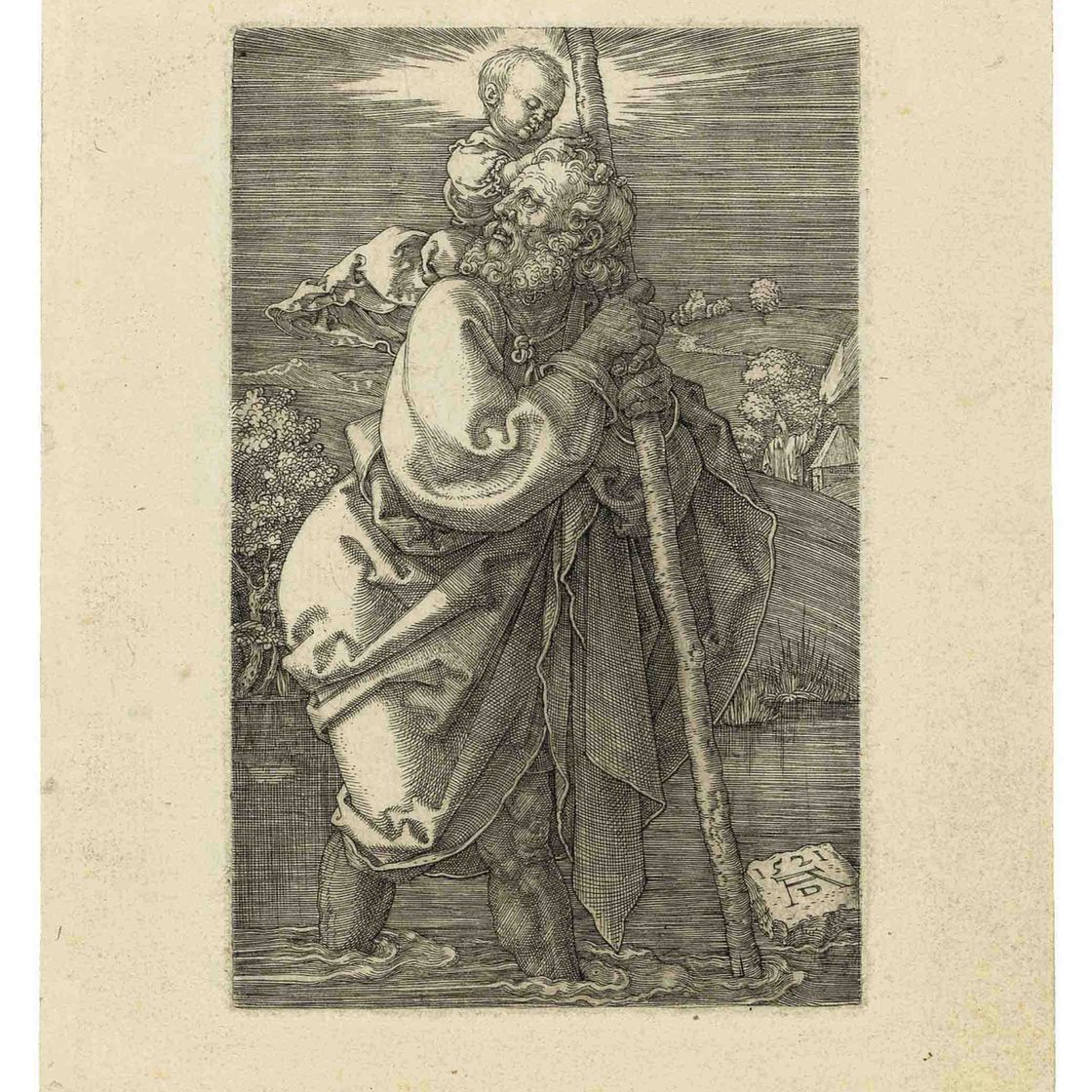 Albrecht Dürer — Святой Христофор, обращенный налево (Б. 51; М., Холл. 53; С.М.С. 93)