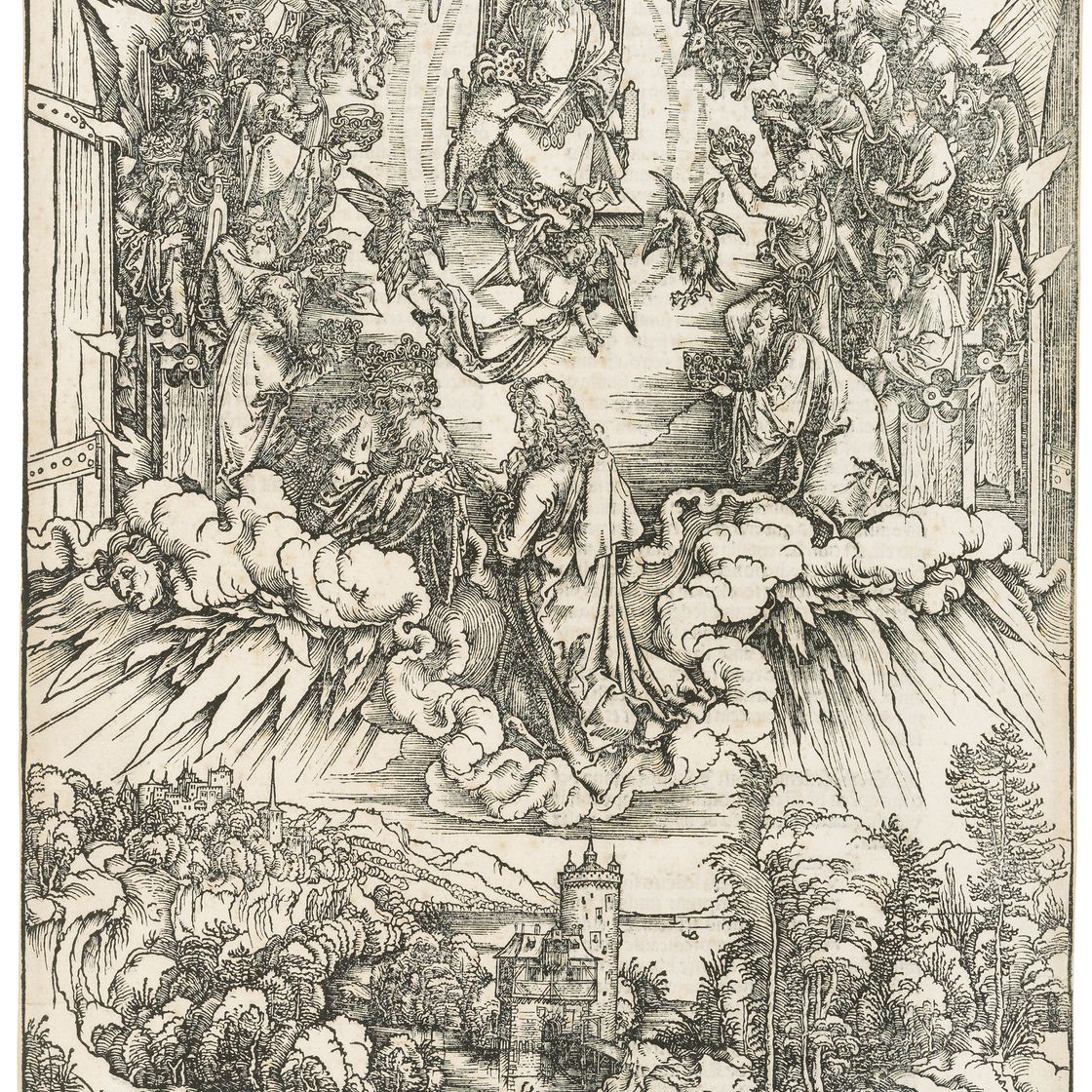 Albrecht Dürer — Святой Иоанн перед Богом и Старейшинами, из Апокалипсиса