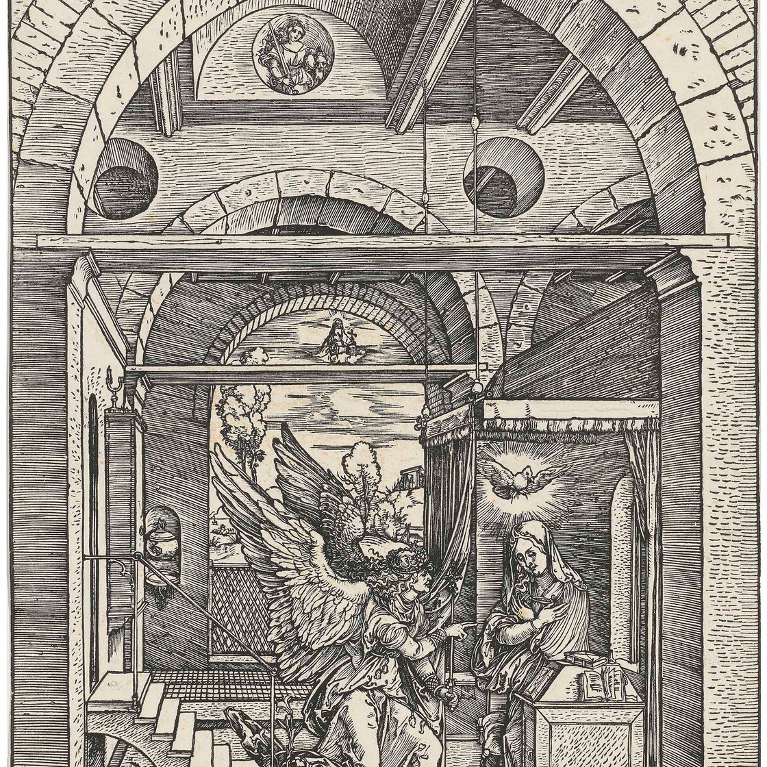 Albrecht Dürer — Благовещение Пресвятой Богородицы, из книги "Житие Пресвятой Богородицы"