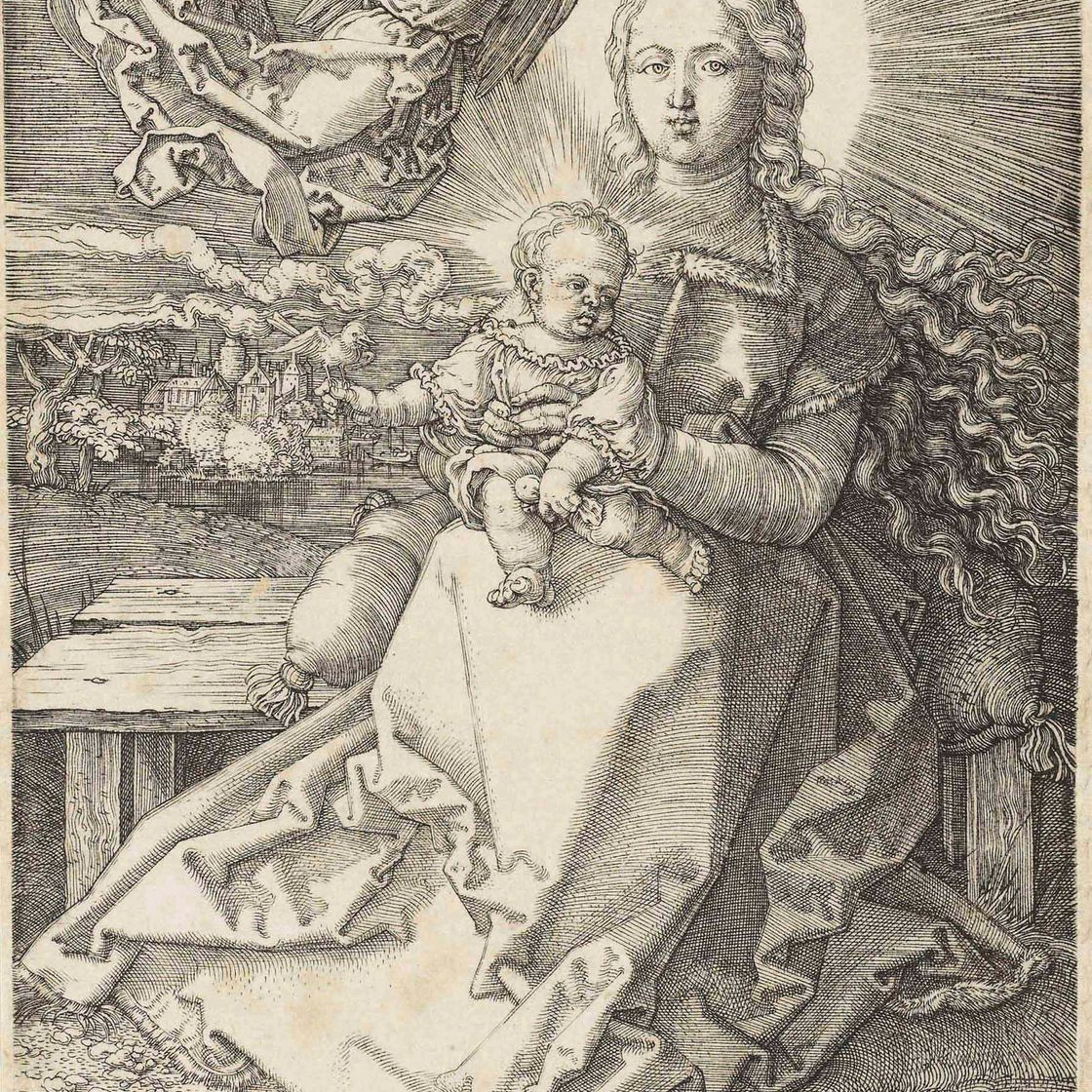 Albrecht Dürer — Дева и Младенец, увенчанные одним Ангелом