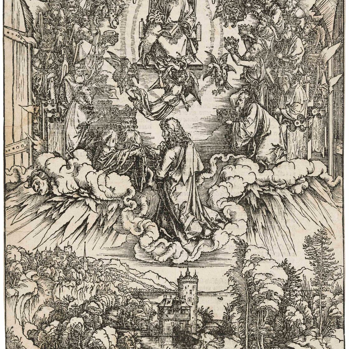 Albrecht Dürer — Святой Иоанн перед Богом и Старейшинами, из Апокалипсиса