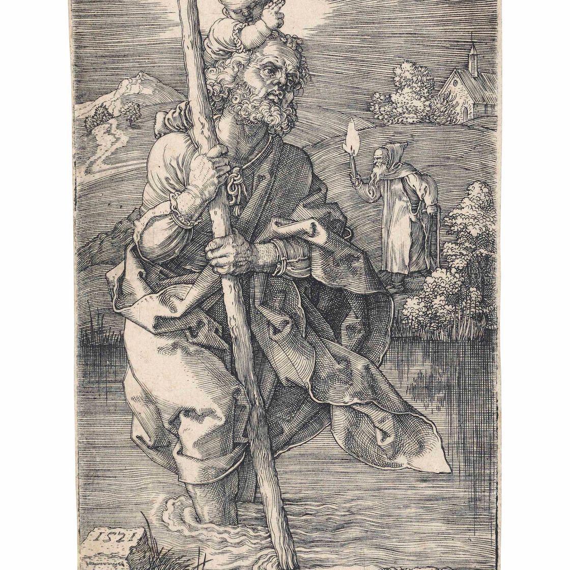 Albrecht Dürer — Святой Христофор, обращенный направо (Б., М., Хол. 52; С.М.С. 94)