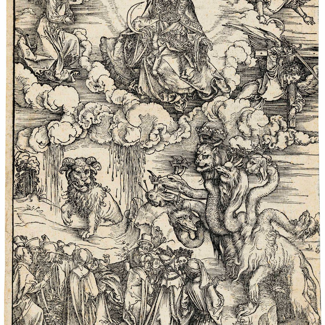 Albrecht Dürer — Зверь с двумя рогами, как у Агнца, из Апокалипсиса