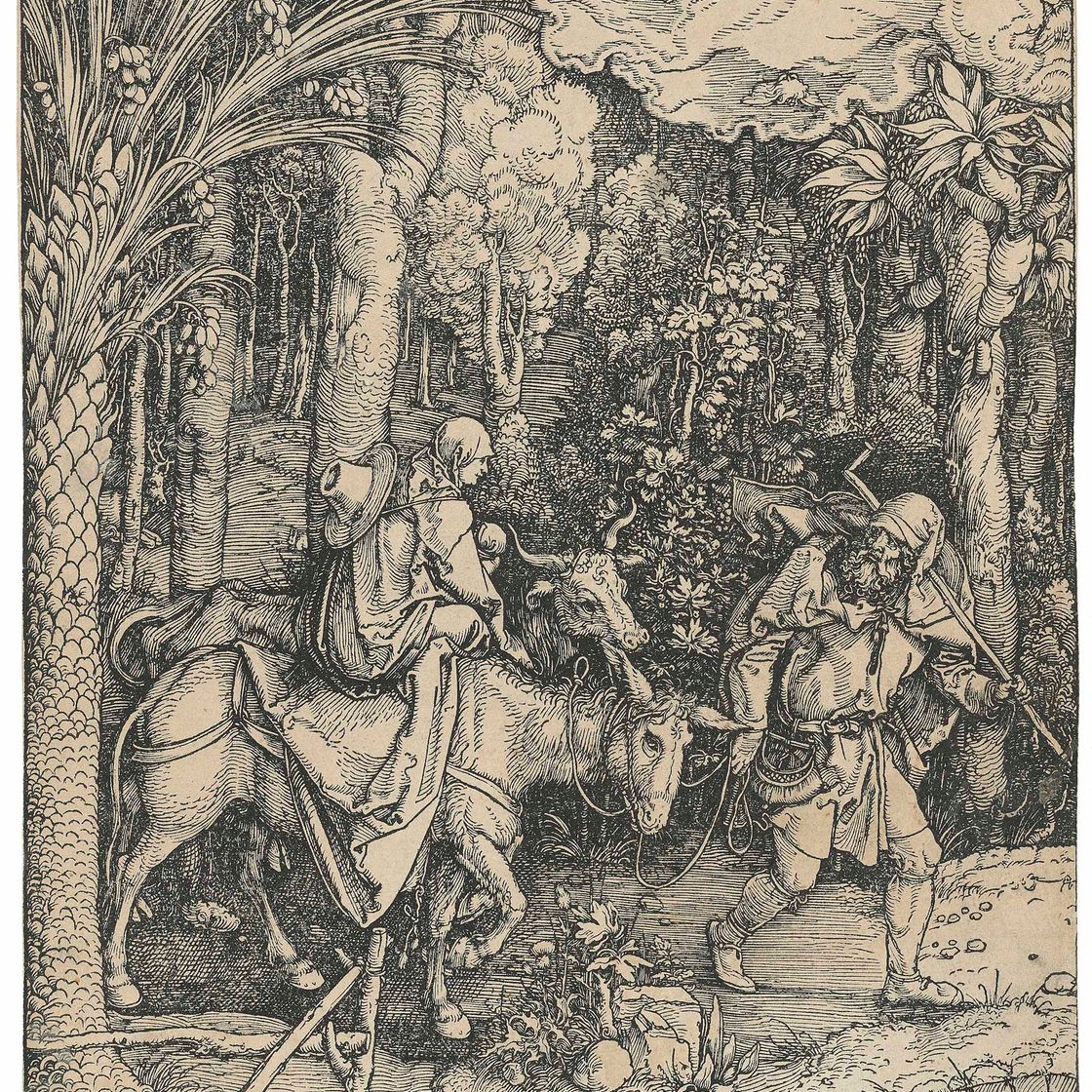 Albrecht Dürer — Бегство в Египет, из книги "Жизнь Пресвятой Девы"