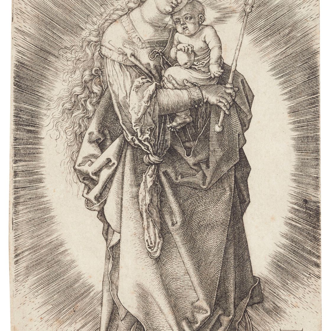 Albrecht Dürer — Дева Мария на полумесяце со скипетром и короной в виде звезды