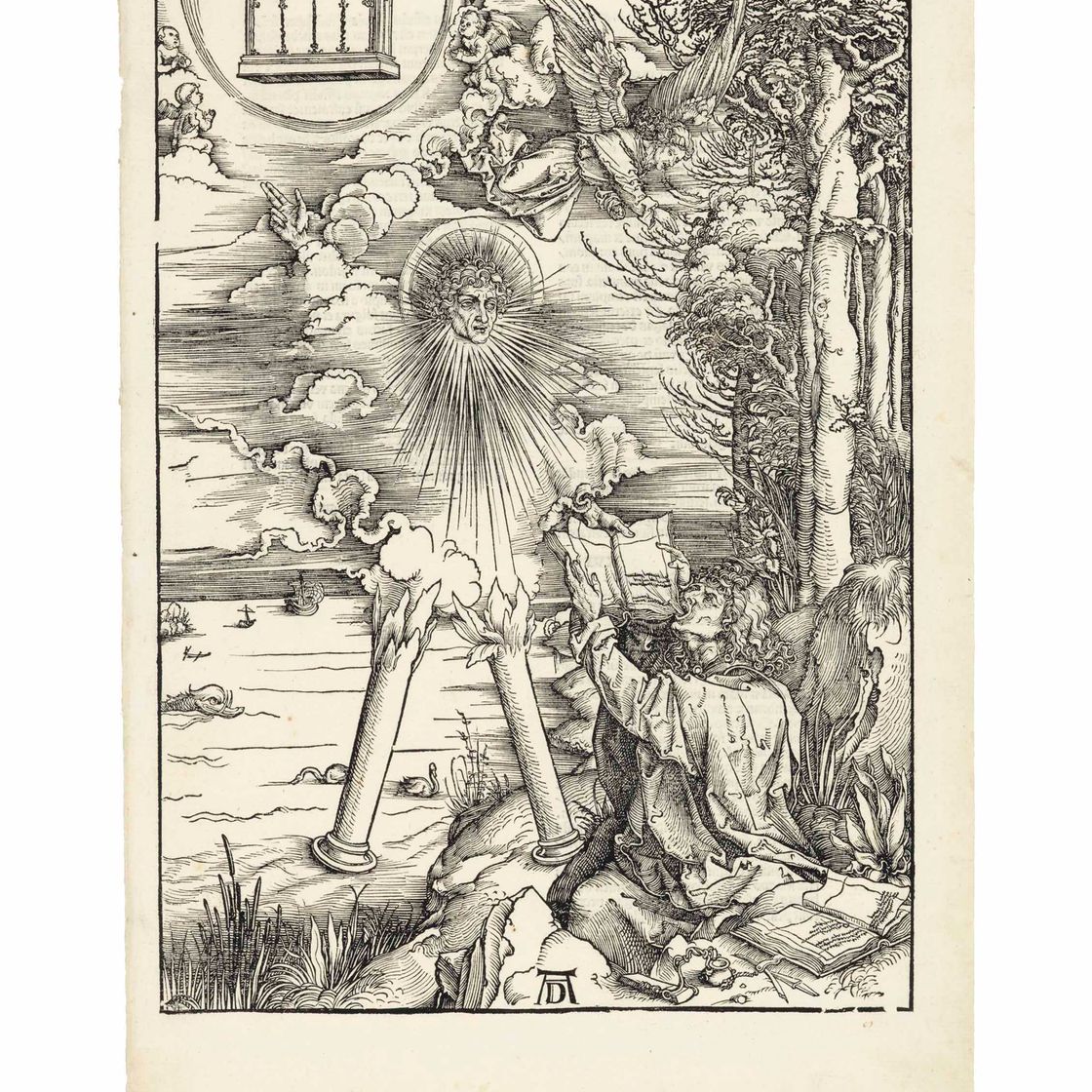 Albrecht Dürer — Святой Иоанн, пожирающий книгу, из "Апокалипсиса"