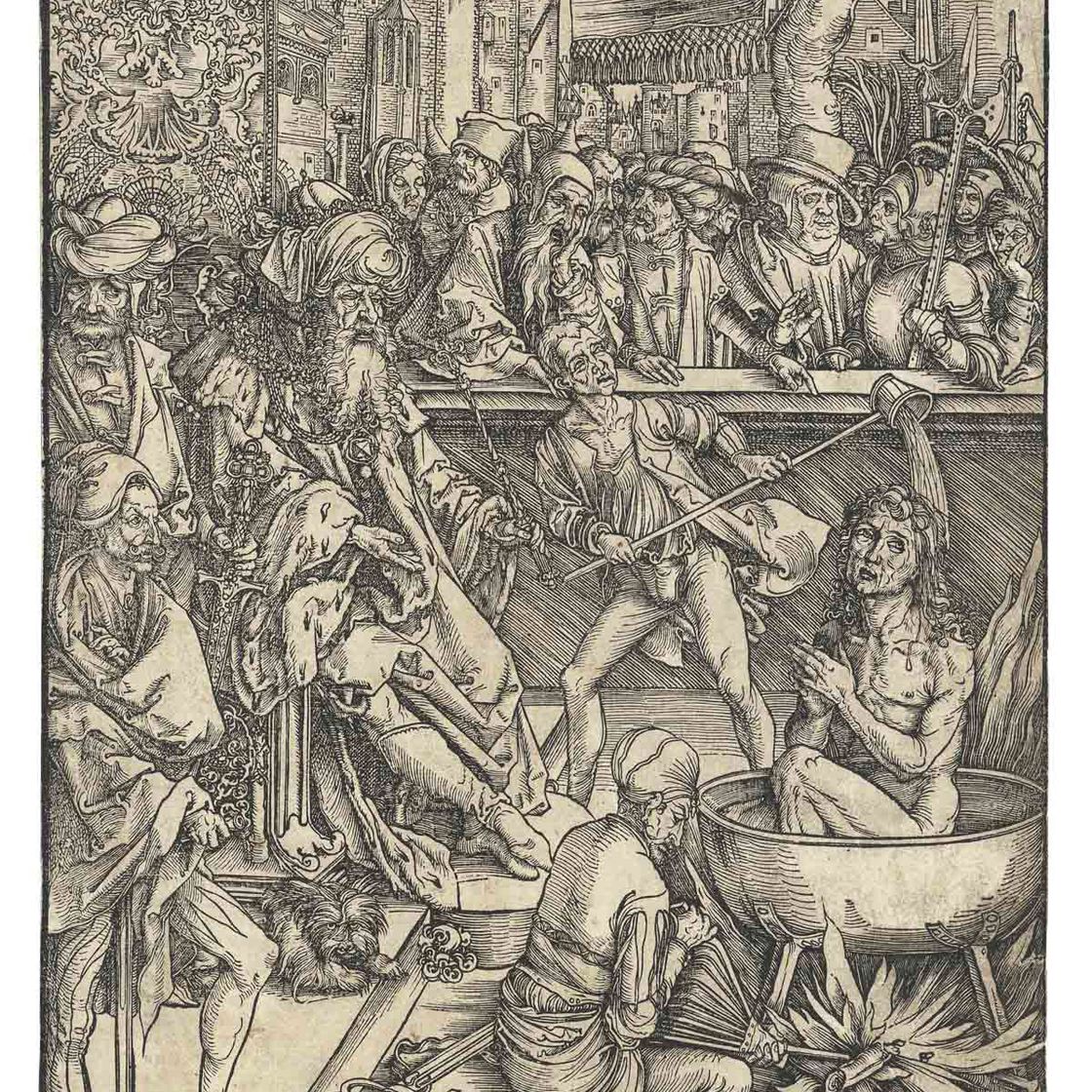 Albrecht Dürer — Мученичество святого Иоанна, из Апокалипсиса (Б. 61; М., гл. 164; С.М.С. 112)