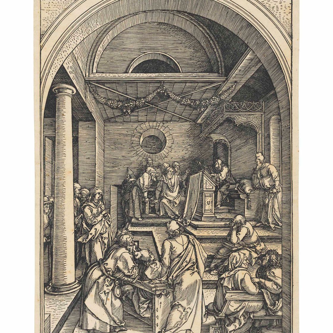 Albrecht Dürer — Христос среди врачей, из книги "Жизнь Пресвятой Девы"