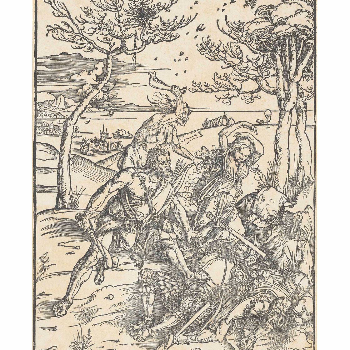 Albrecht Dürer — Геракл, покоряющий Какус (Hercules conquering the Molionide Twins)