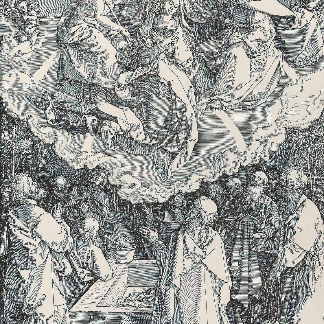 Albrecht Dürer — Успение и коронация Пресвятой Девы, из книги "Жизнь Пресвятой Девы" (Барч, 94; Медер, Холстейн, 206)