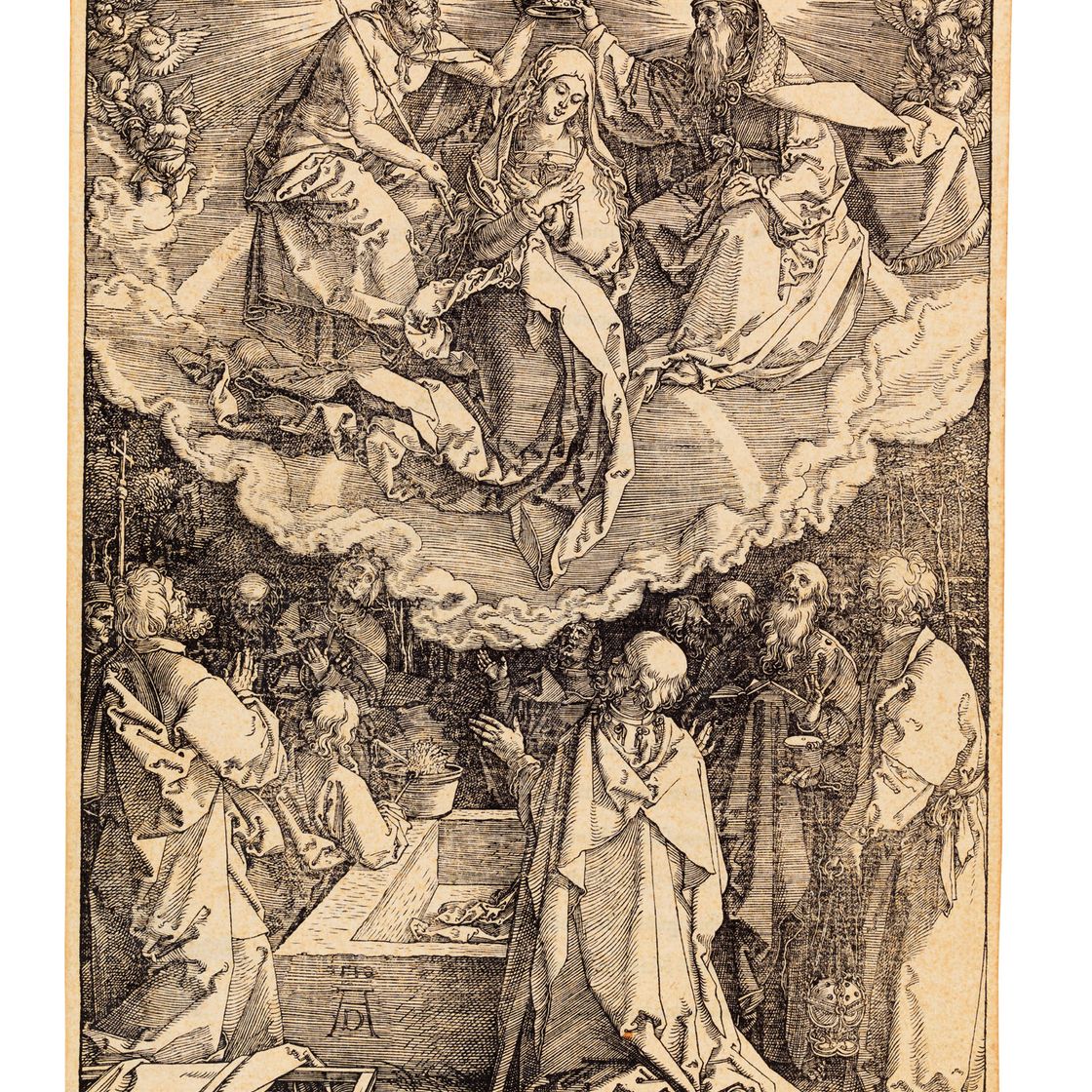 Albrecht Dürer — Успение и коронация Пресвятой Богородицы, из книги "Житие Пресвятой Богородицы".