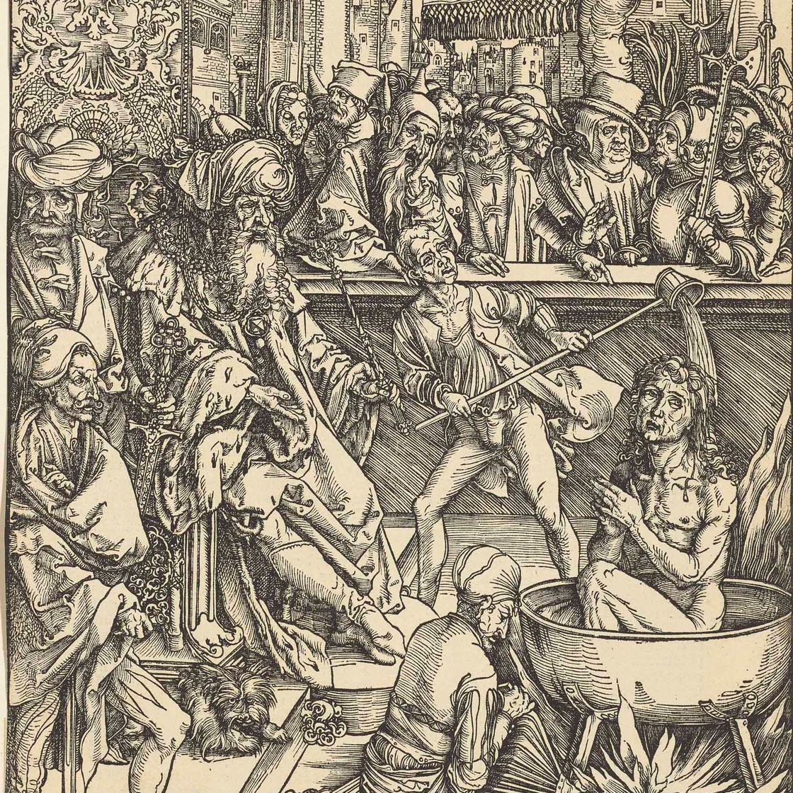Albrecht Dürer — Мучения святого Иоанна Богослова, из книги "Апокалипсис"